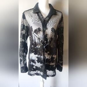 Topman Monochrome Sheer Top